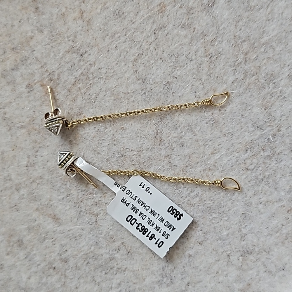Lagos Diamond Triangle Stud with gold chain convertible earrings